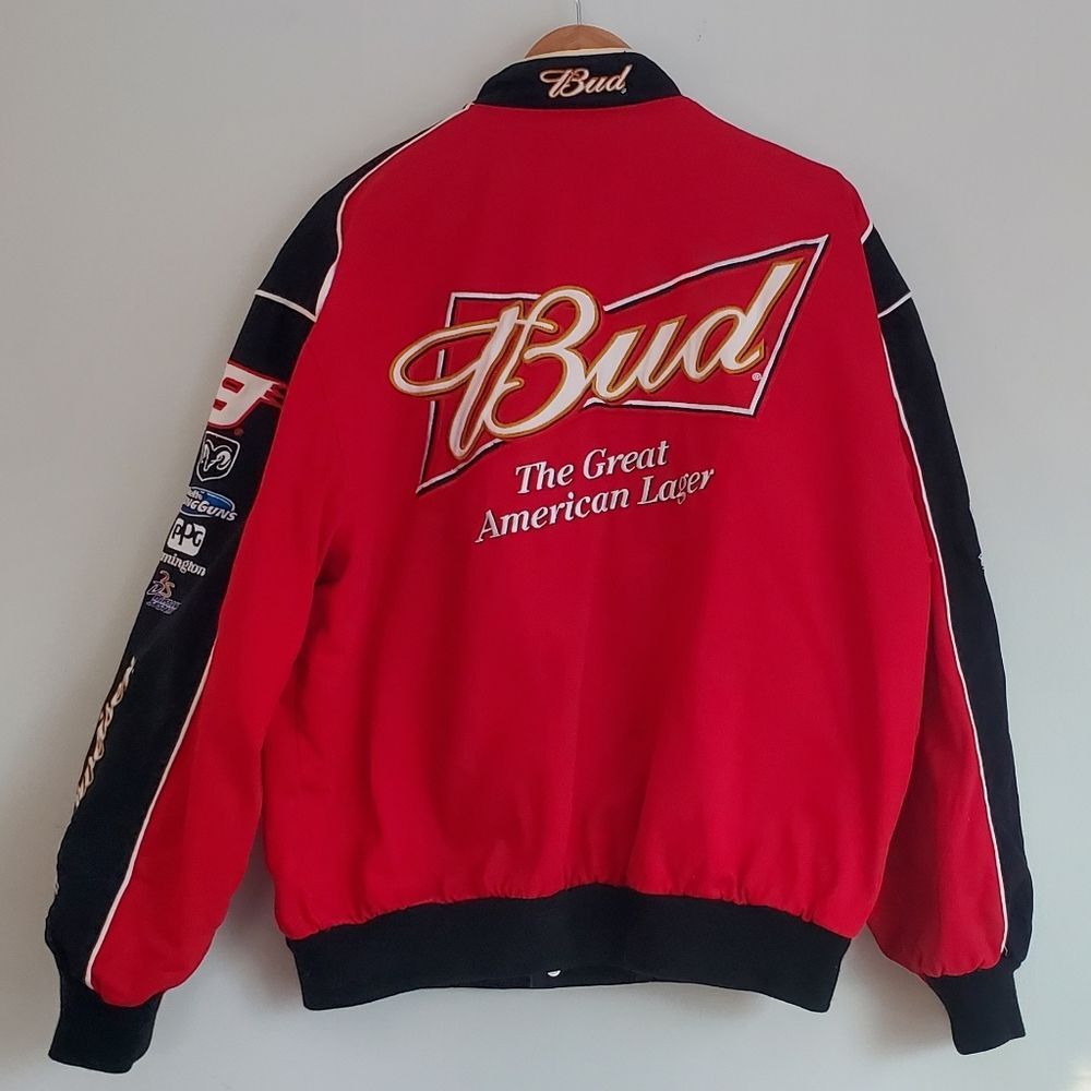 Budweiser JH Design Vintage Red Racing Jacket Size Large - Picture 9 of 9
